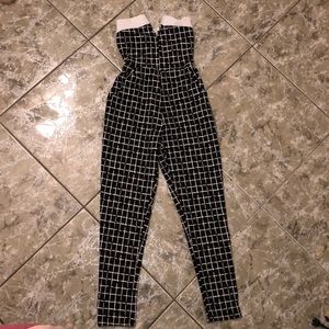 Black & White strapless jumpsuit romper NWOT